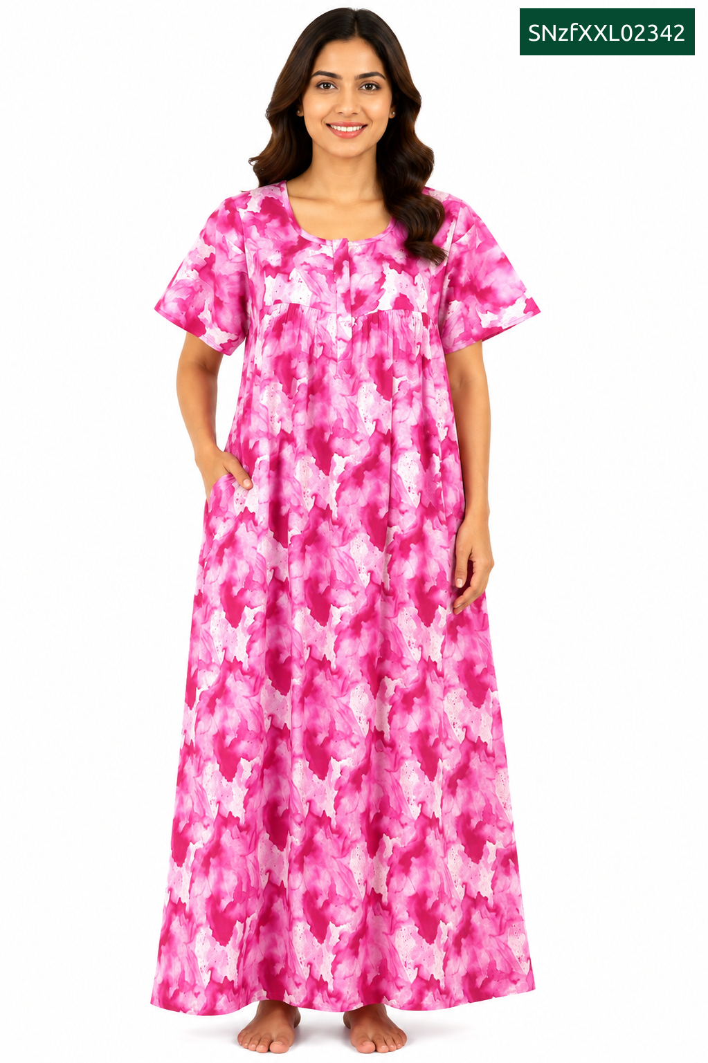 Sivam Nighty Cotton Zip Frock Model XXL- SNzfXXL02342