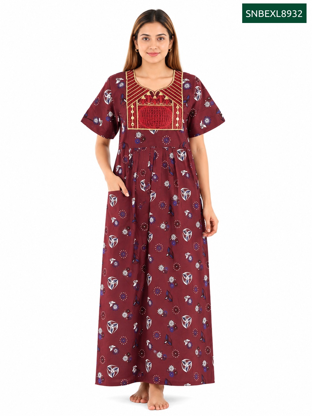 Sivam Nighty Cotton Embroidery Model XL- SNBEXL8932