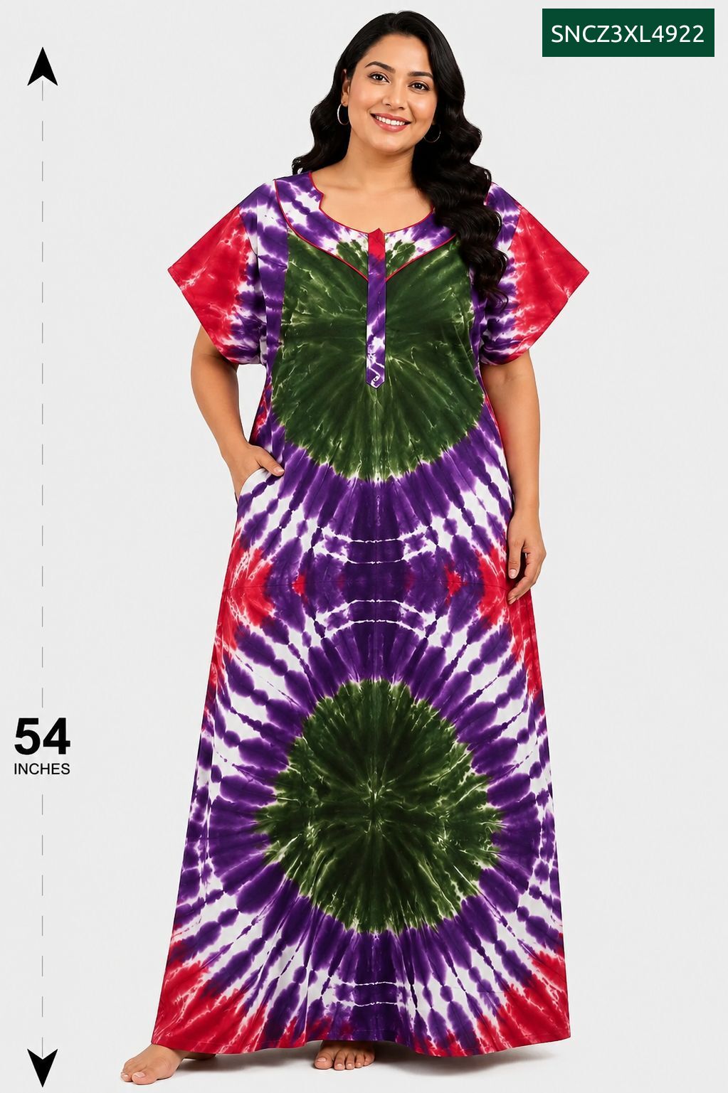 Sivam Nighty Cotton Chungudi Zip Model XXL- SNCZ3XL4922