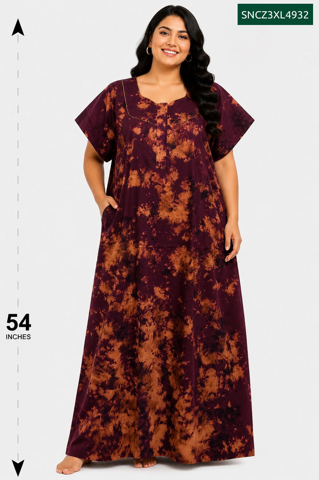 Sivam Nighty Cotton Chungudi Zip Model XXL- SNCZ3XL4932