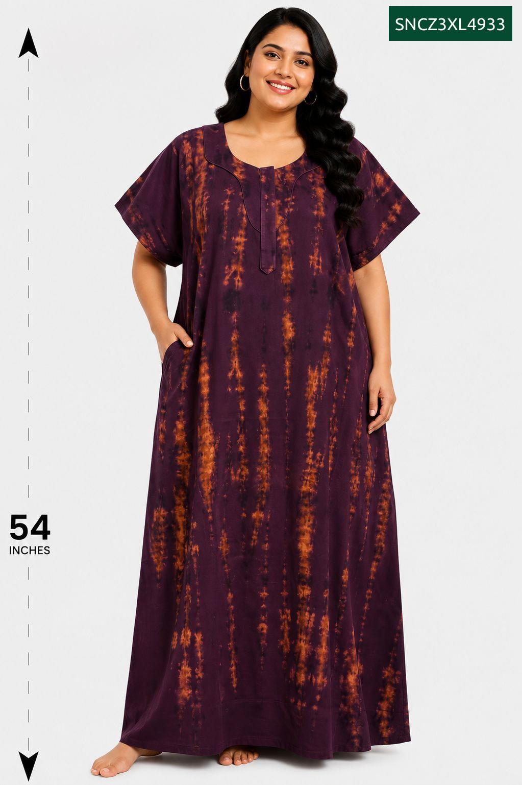 Sivam Nighty Cotton Chungudi Zip Model XXL- SNCZ3XL4933