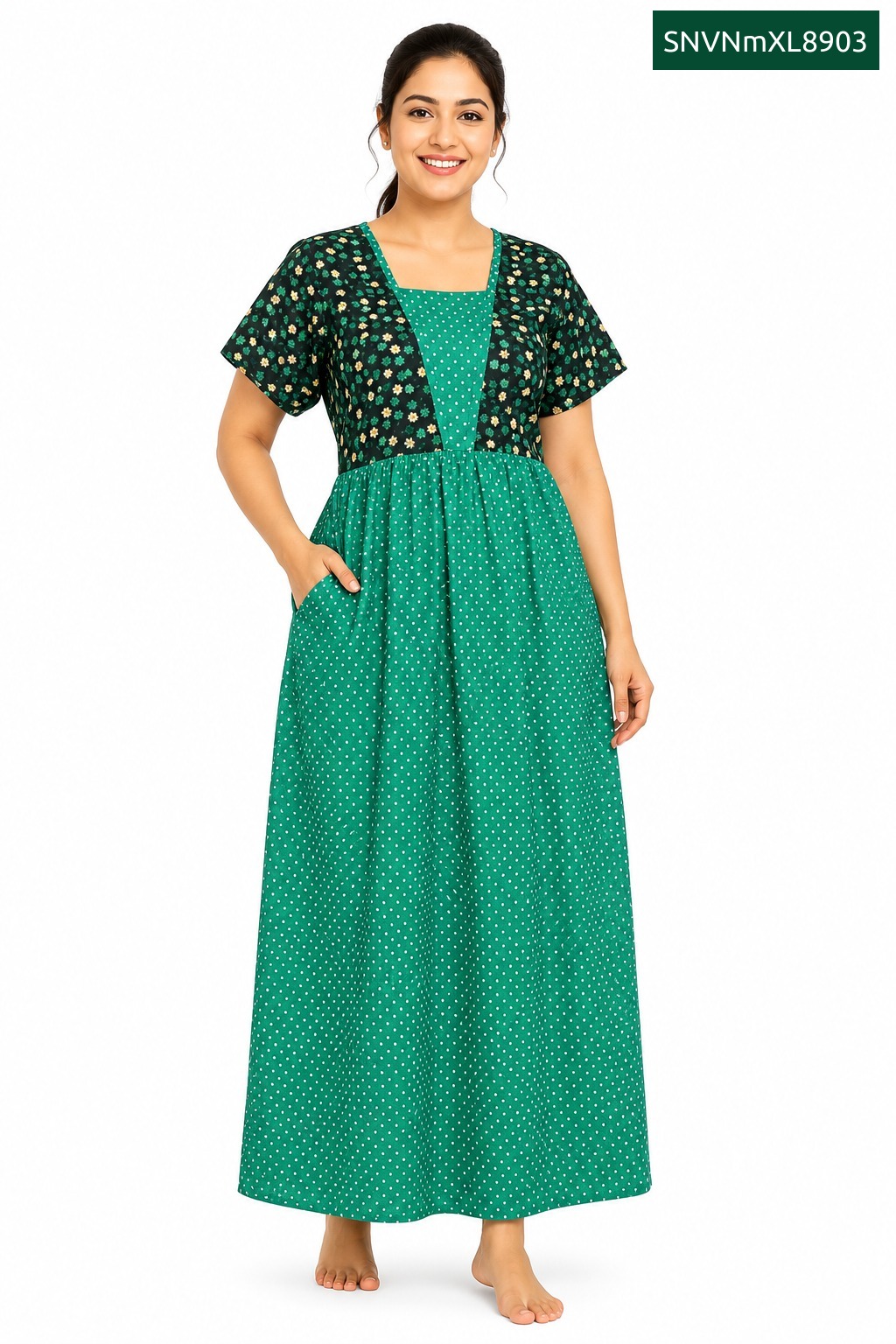 Sivam Nighty Cotton V Neck Model XL- SNVNmXL8903
