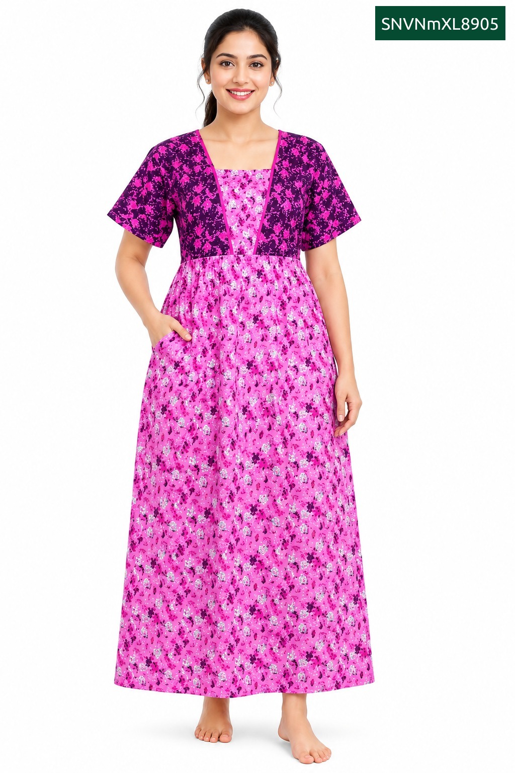 Sivam Nighty Cotton V Neck Model XL- SNVNmXL8905