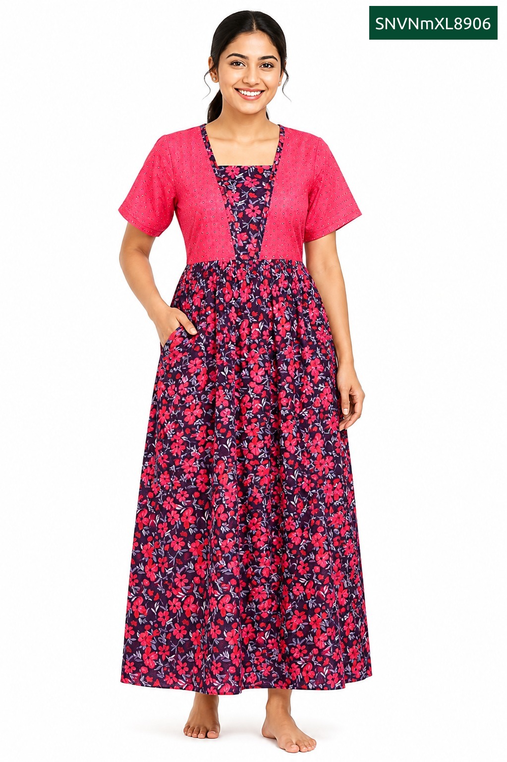 Sivam Nighty Cotton V Neck Model XL- SNVNmXL8906