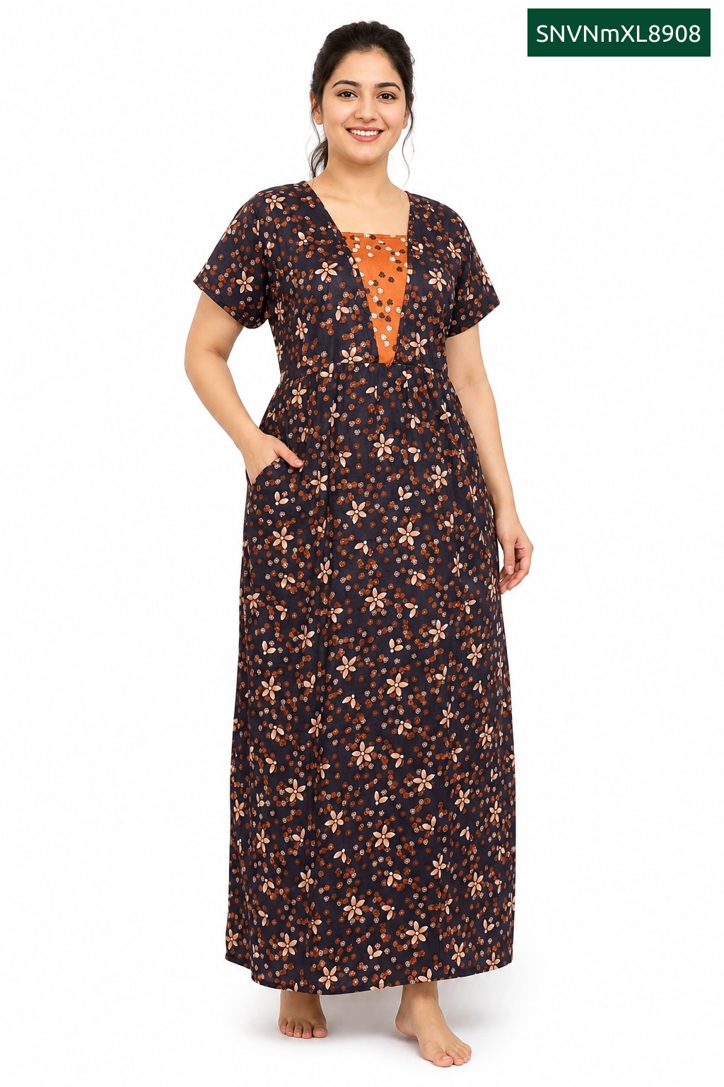 Sivam Nighty Cotton V Neck Model XL- SNVNmXL8908
