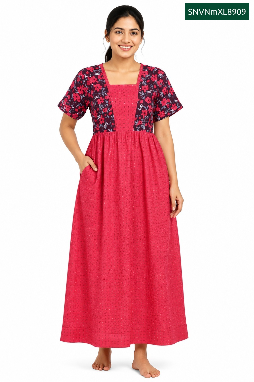 Sivam Nighty Cotton V Neck Model XL- SNVNmXL8909