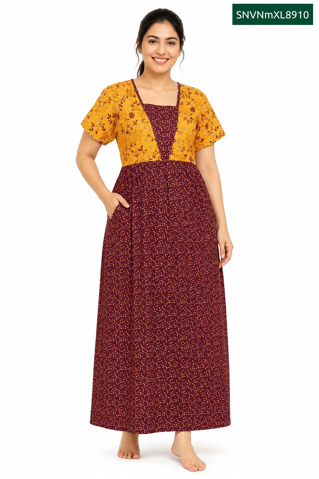 Sivam Nighty Cotton V Neck Model XL- SNVNmXL8910