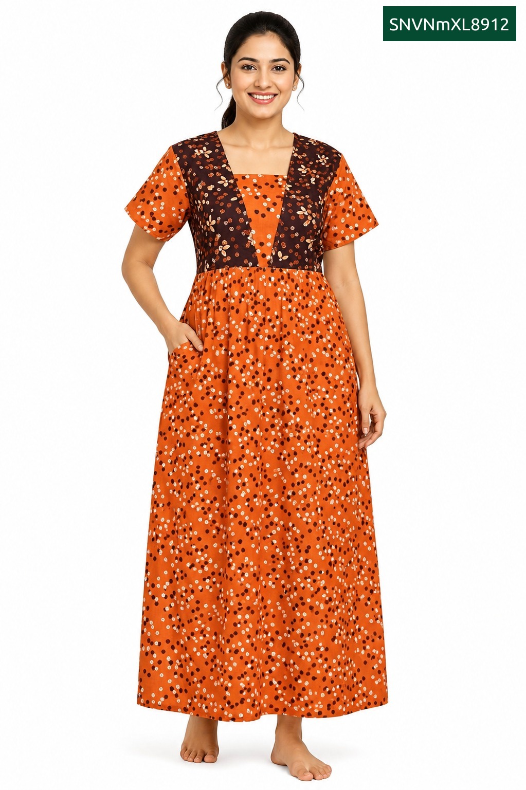Sivam Nighty Cotton V Neck Model XL- SNVNmXL8912