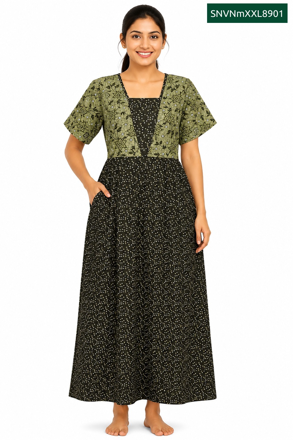 Sivam Nighty Cotton V Neck Model XXL- SNVNmXXL8901