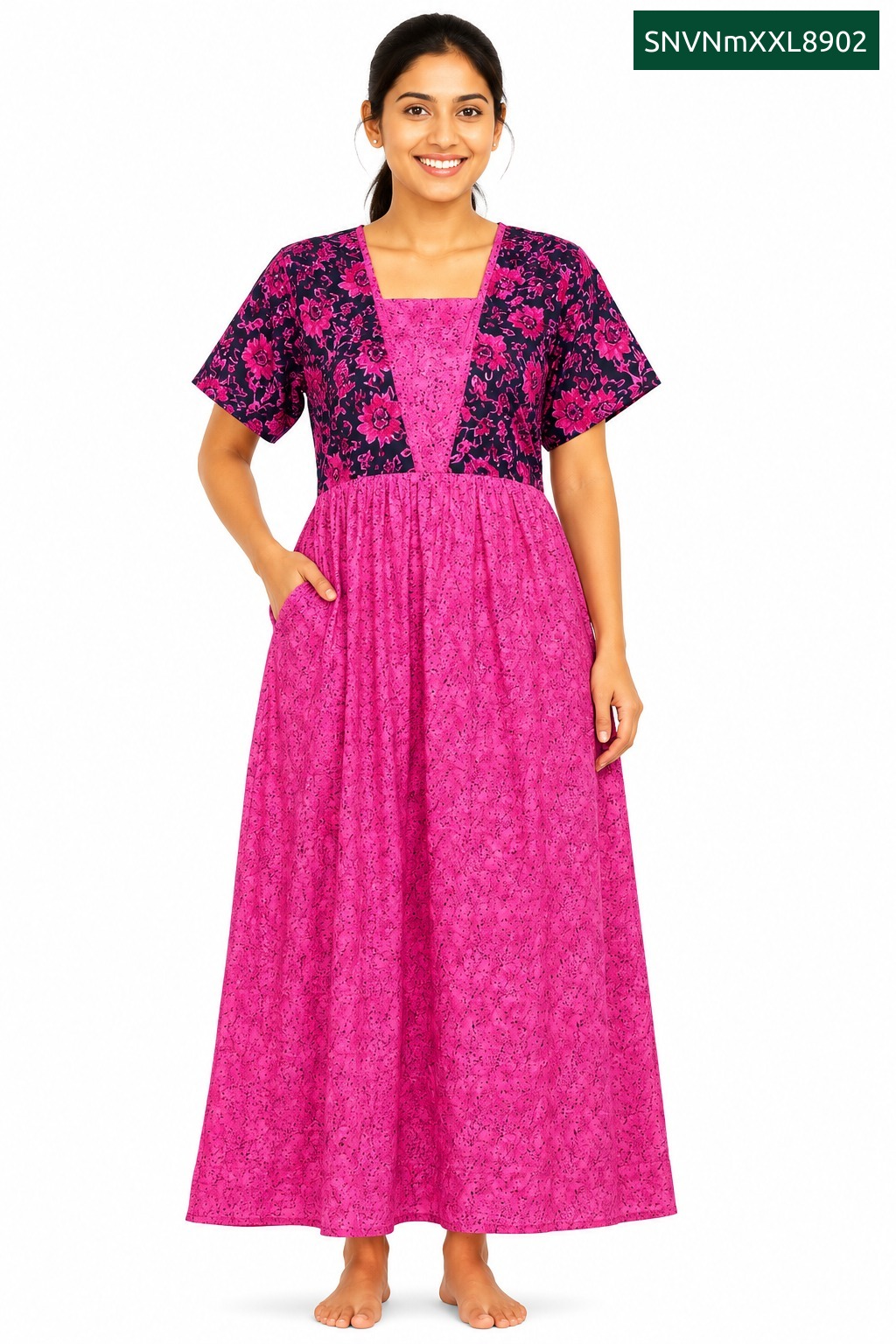 Sivam Nighty Cotton V Neck Model XXL- SNVNmXXL8902