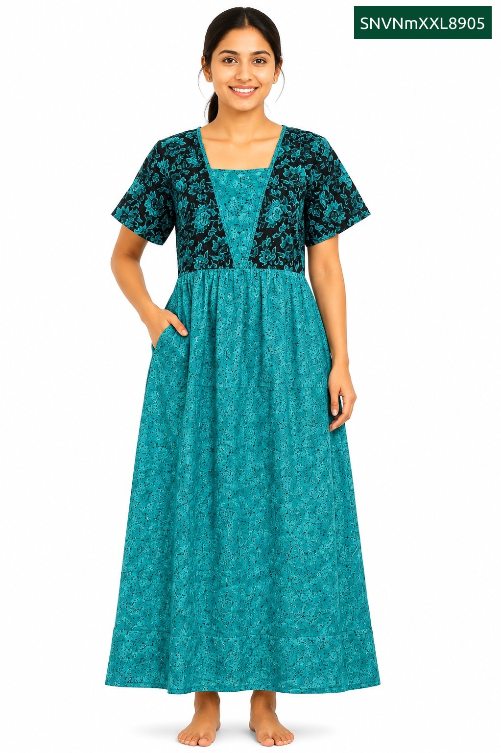 Sivam Nighty Cotton V Neck Model XXL- SNVNmXXL8905