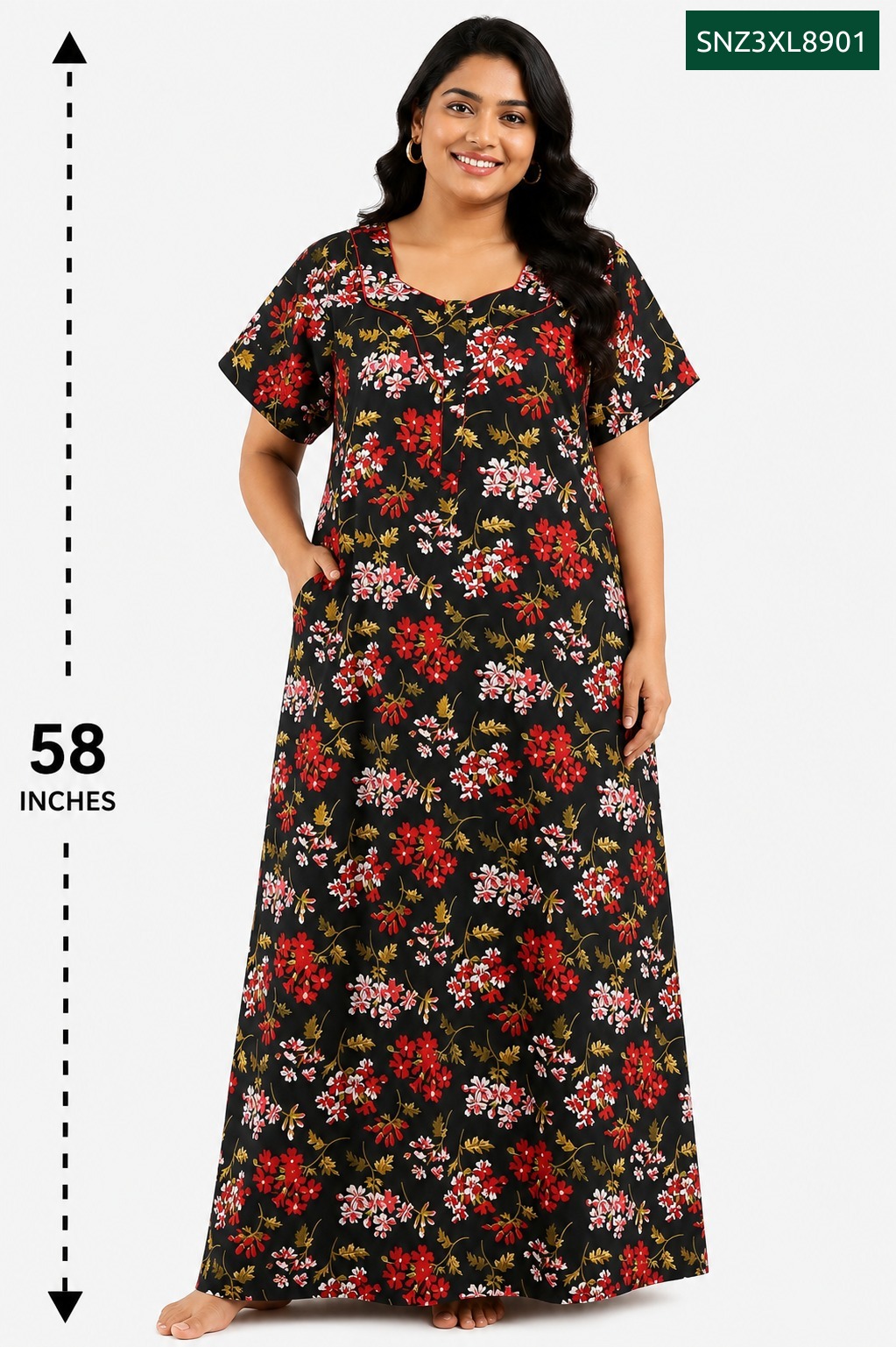 Sivam Nighty Cotton Zip Model 3XL- SNZ3XL8901