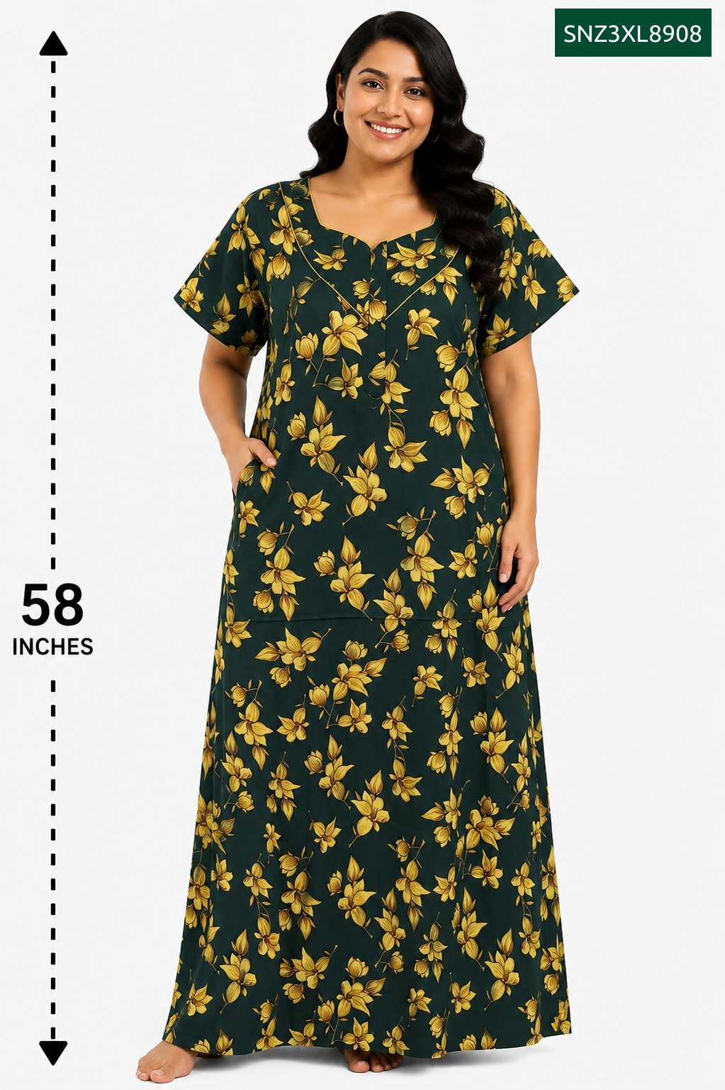 Sivam Nighty Cotton Zip Model 3XL- SNZ3XL8908