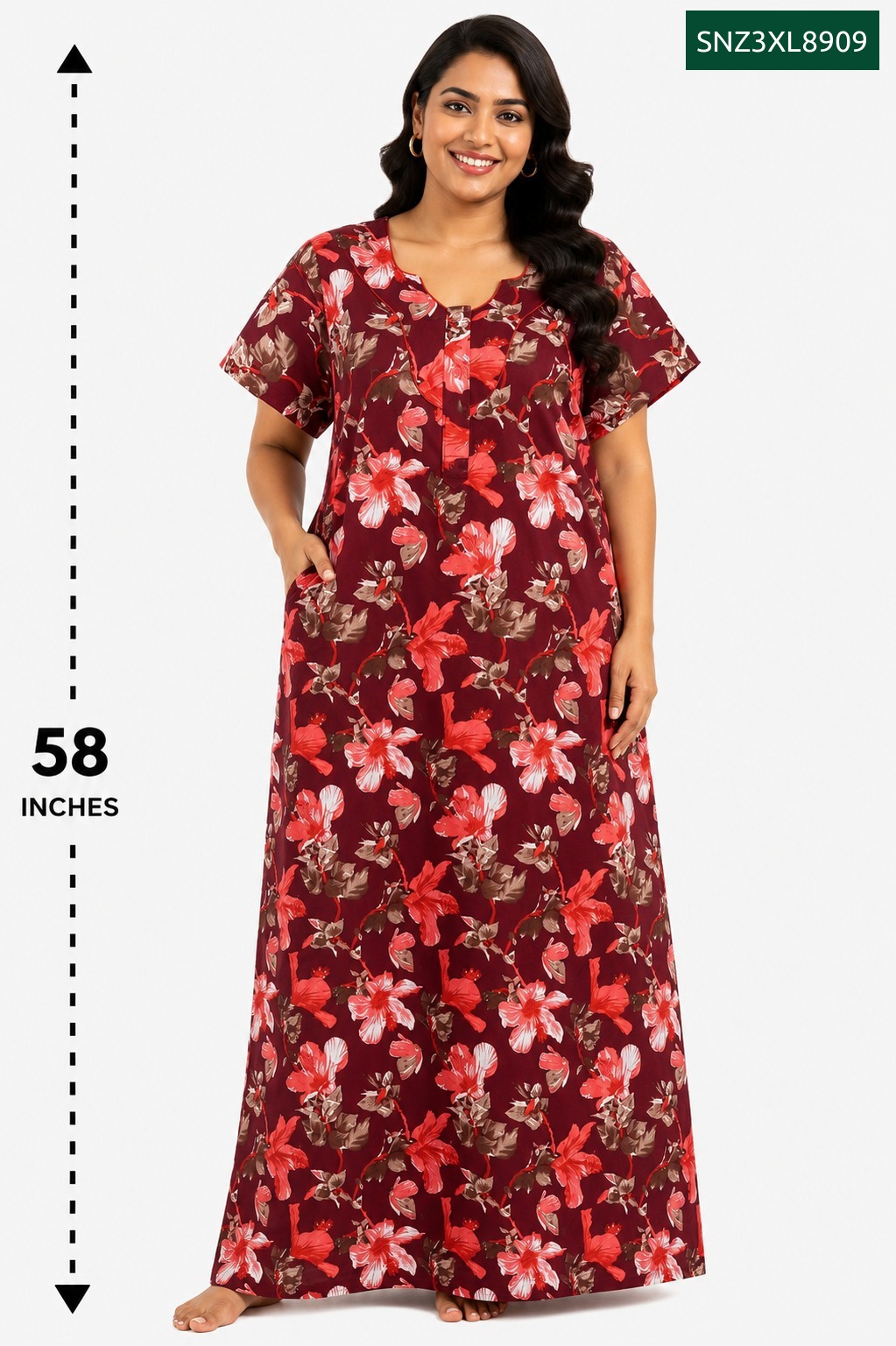 Sivam Nighty Cotton Zip Model 3XL- SNZ3XL8909