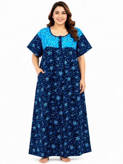 Sivam Nighty Cotton Zip Frock Model 3XL- SNZF3XL8902