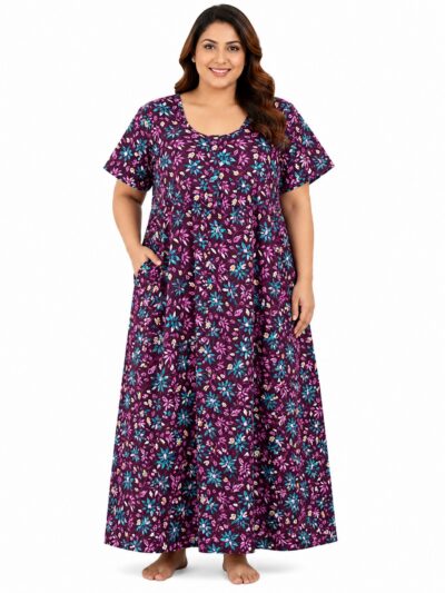 Sivam Nighty Cotton Zip Frock Model 3XL- SNZF3XL8904