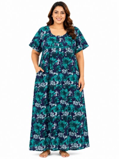 Sivam Nighty Cotton Zip Frock Model 3XL- SNZF3XL8906