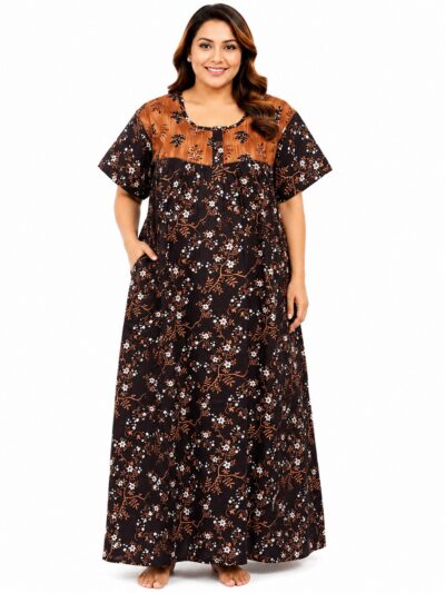 Sivam Nighty Cotton Zip Frock Model 3XL- SNZF3XL8907