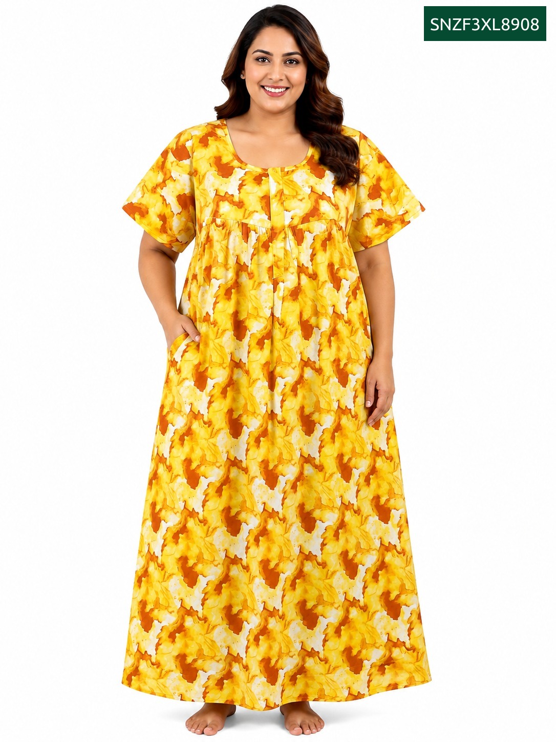 Sivam Nighty Cotton Zip Frock Model 3XL- SNZF3XL8908