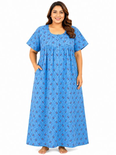 Sivam Nighty Cotton Zip Frock Model 3XL- SNZF3XL8915