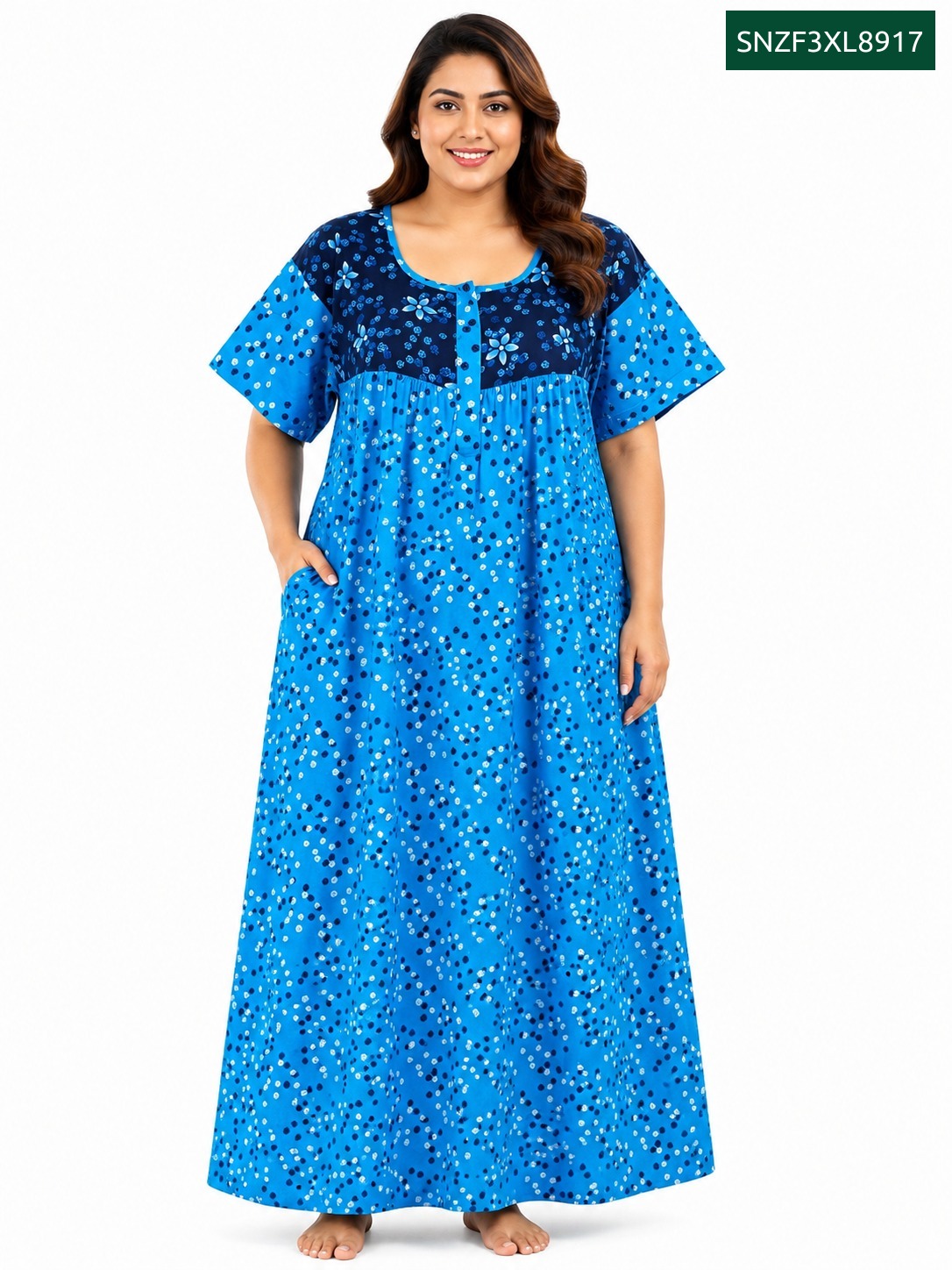 Sivam Nighty Cotton Zip Frock Model 3XL- SNZF3XL8917