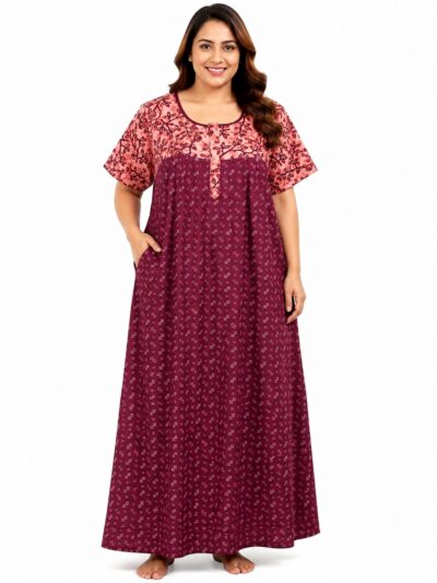Sivam Nighty Cotton Zip Frock Model 3XL- SNZF3XL8919