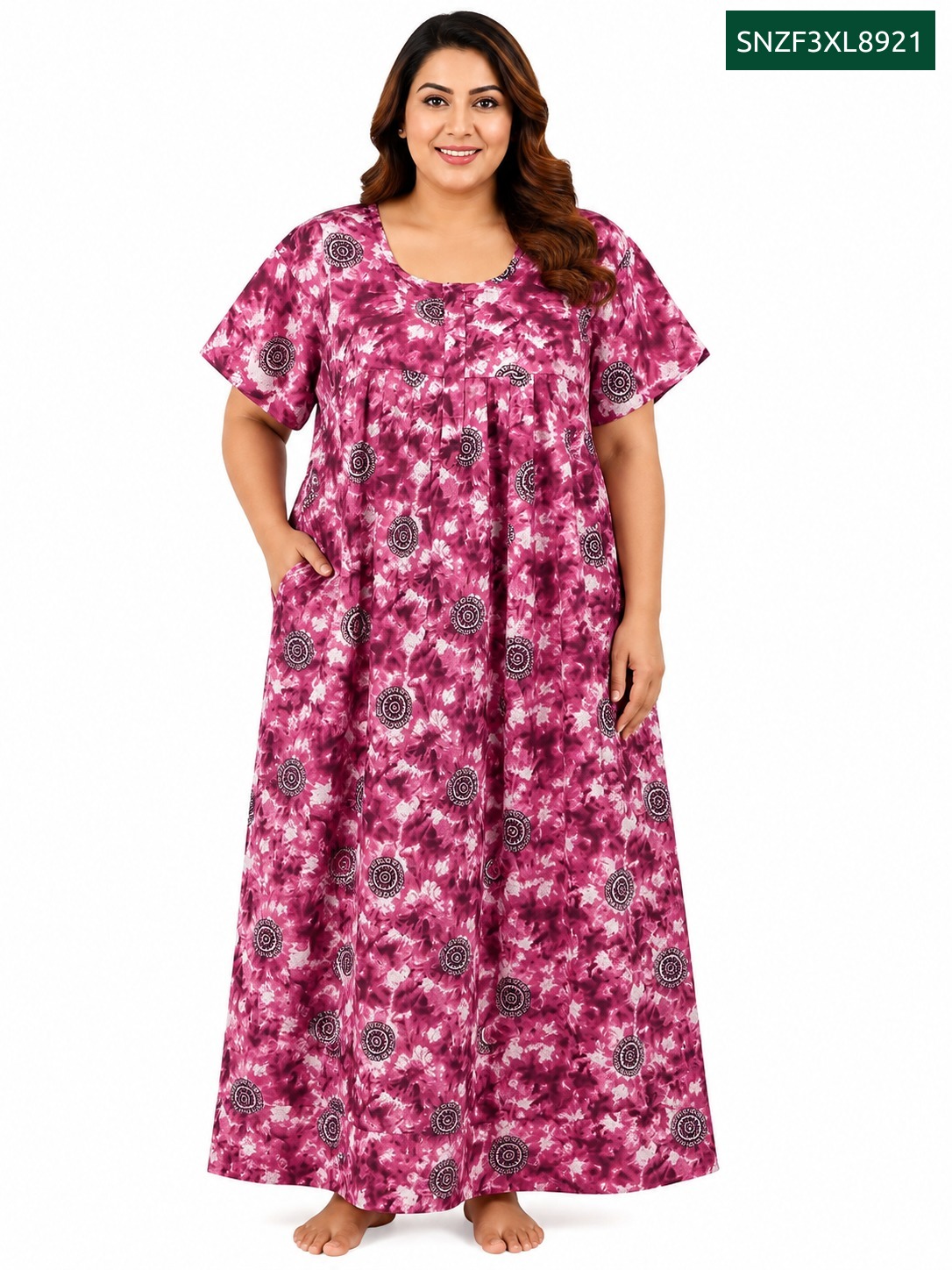 Sivam Nighty Cotton Zip Frock Model 3XL- SNZF3XL8921