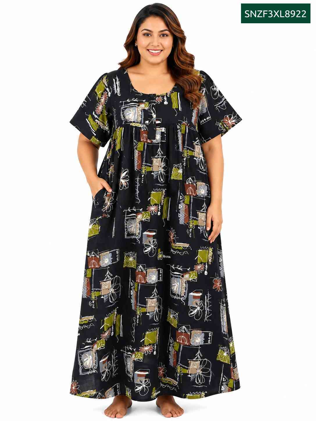 Sivam Nighty ZIP Frock Model 3XL- SNZF3XL8922