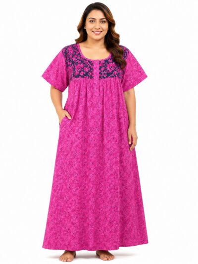Sivam Nighty Cotton Zip Frock Model 3XL- SNZF3XL8923