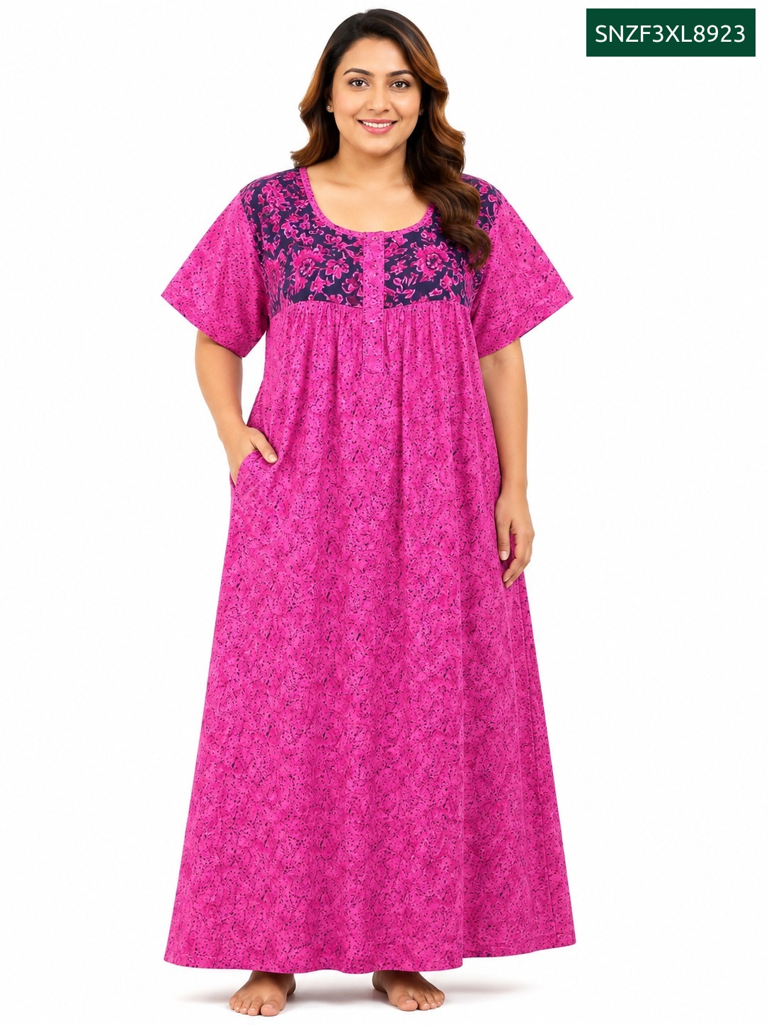 Sivam Nighty Cotton Zip Frock Model 3XL- SNZF3XL8923