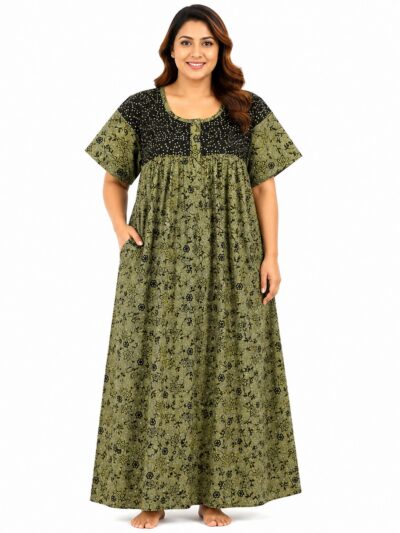 Sivam Nighty Cotton Zip Frock Model 3XL- SNZF3XL8925