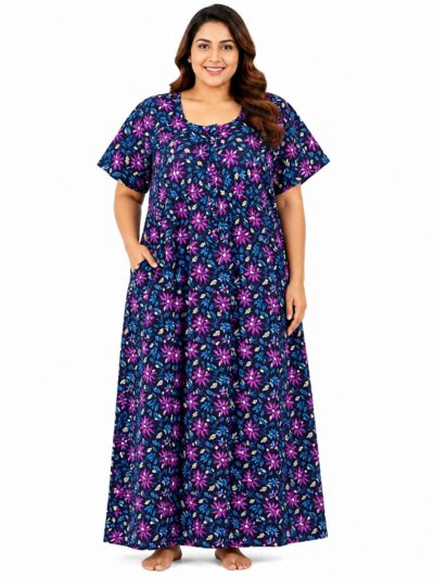 Sivam Nighty Cotton Zip Frock Model 3XL- SNZF3XL8928