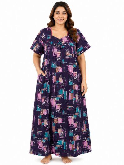Sivam Nighty Cotton Zip Frock Model 3XL- SNZF3XL8930