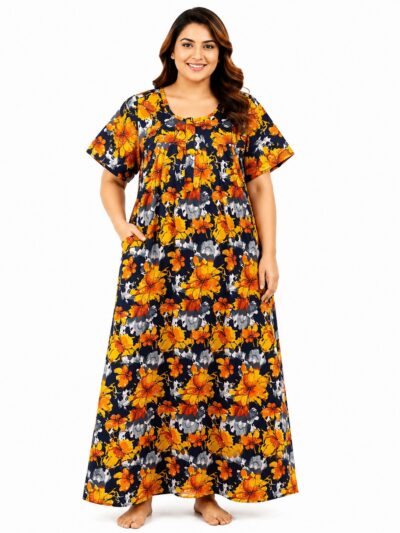 Sivam Nighty Cotton Zip Frock Model 3XL- SNZF3XL8931