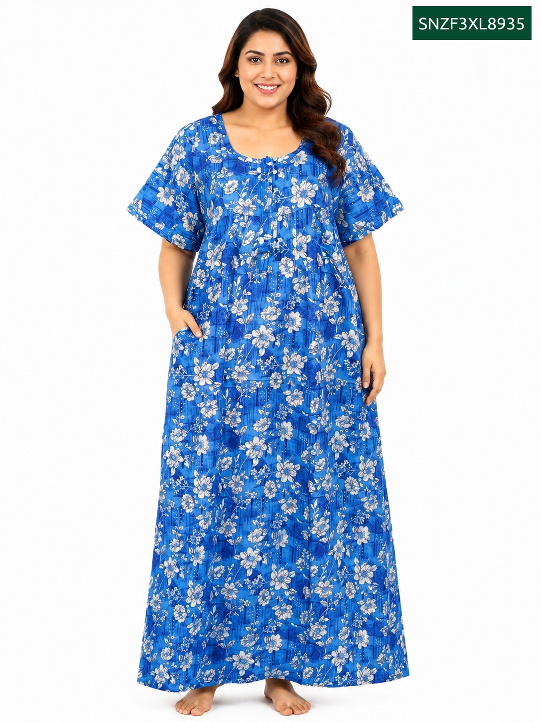 Sivam Nighty Cotton Zip Frock Model 3XL- SNZF3XL8935
