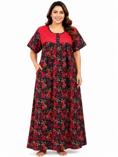 Sivam Nighty Cotton Zip Frock Model 3XL- SNZF3XL8937