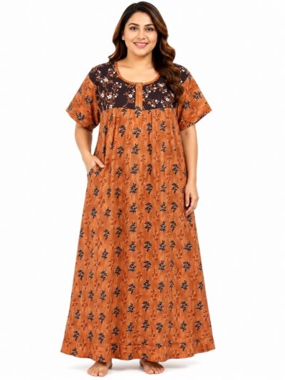 Sivam Nighty Cotton Zip Frock Model 3XL- SNZF3XL8938