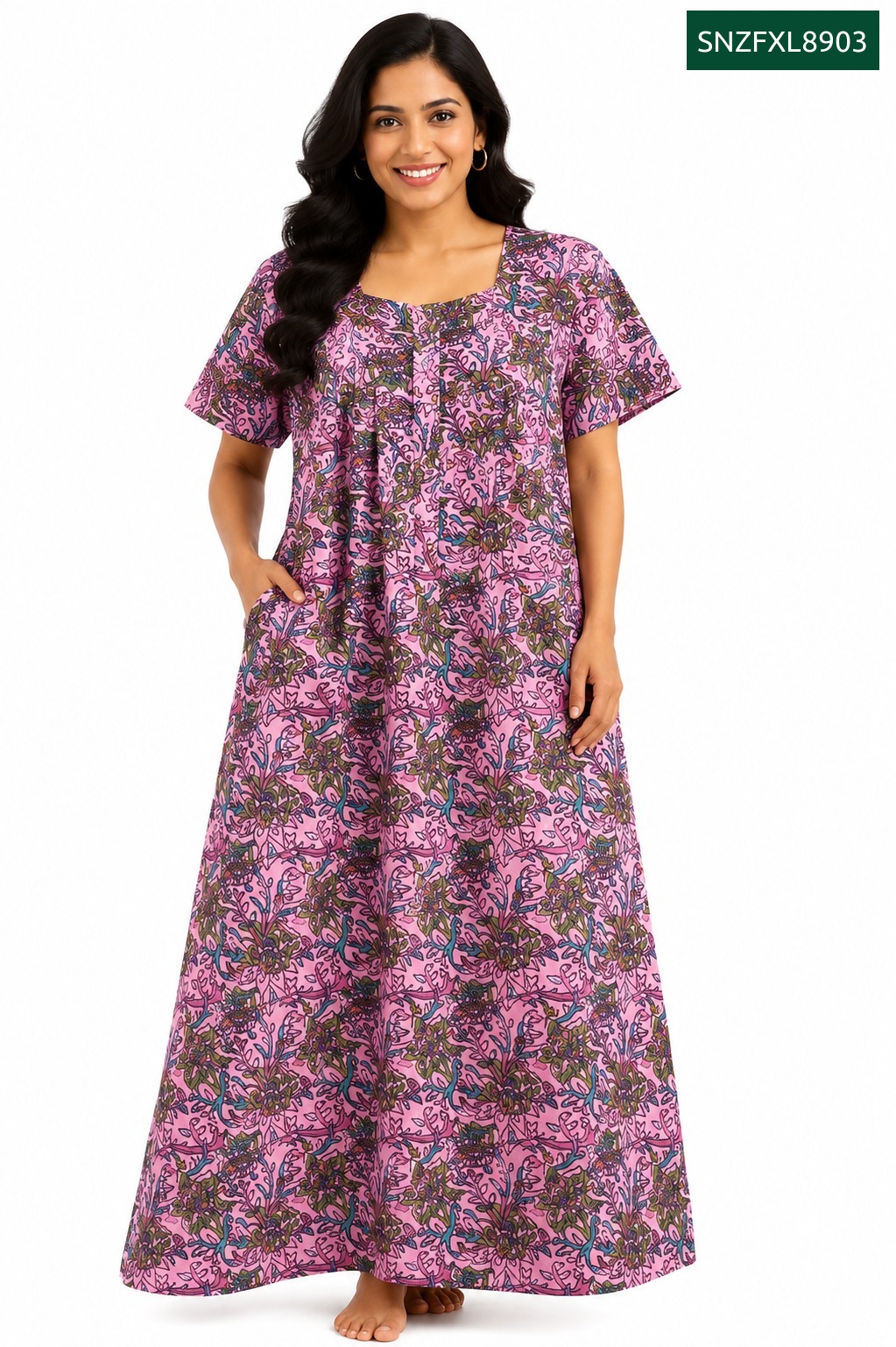 Sivam Nighty Cotton Zip Frock Model XL- SNZFXL8903