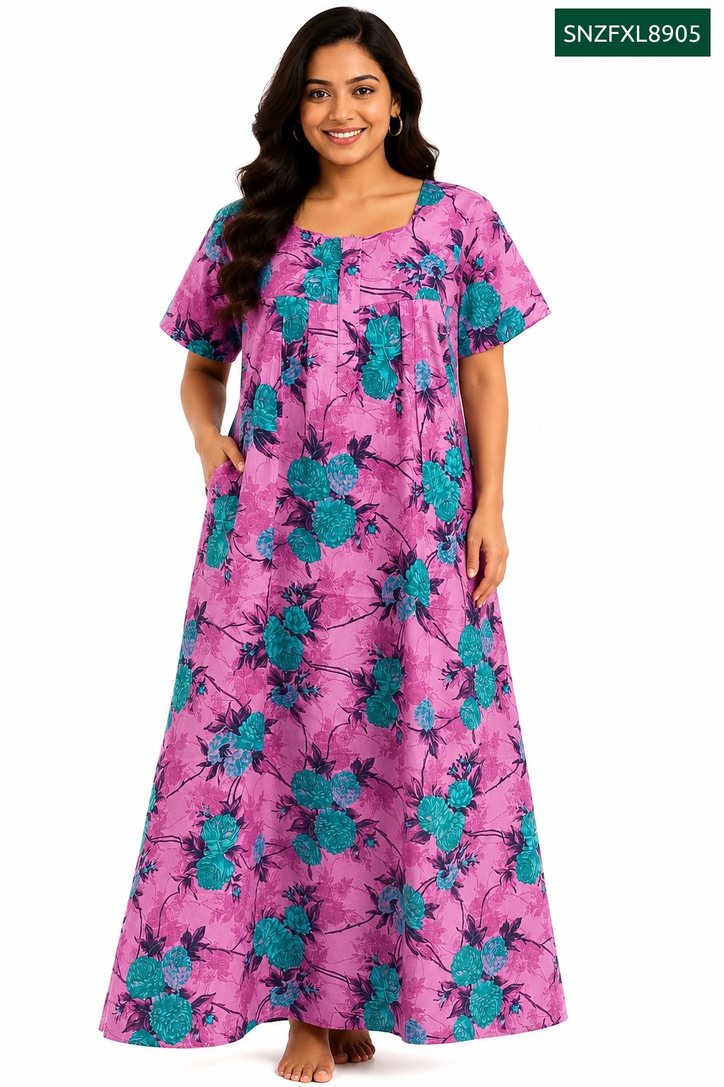 Sivam Nighty Cotton Zip Frock Model XL- SNZFXL8905