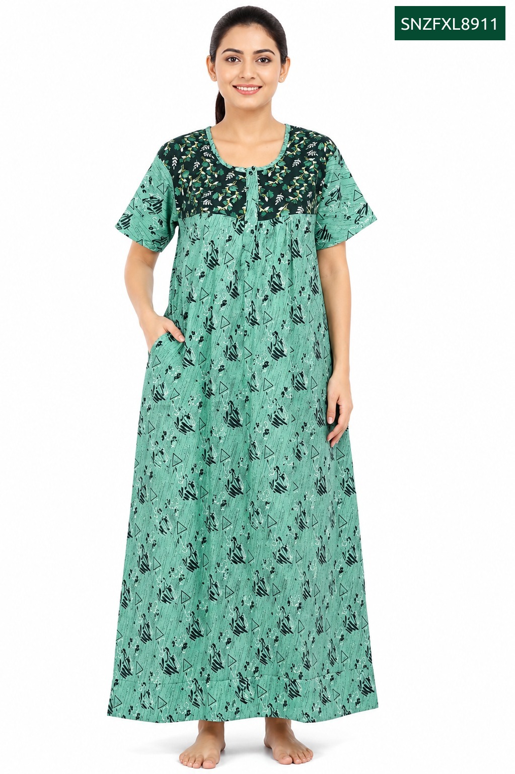 Sivam Nighty Cotton Zip Frock Model XL- SNZFXL8911
