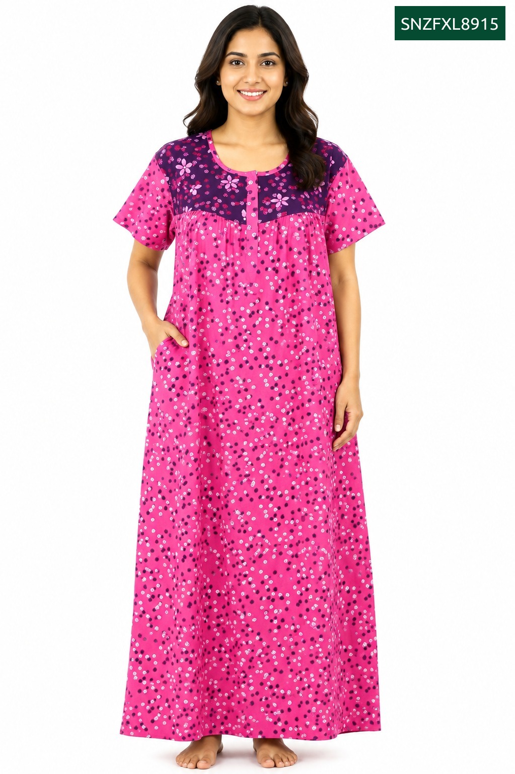 Sivam Nighty Cotton Zip Frock Model XL- SNZFXL8915