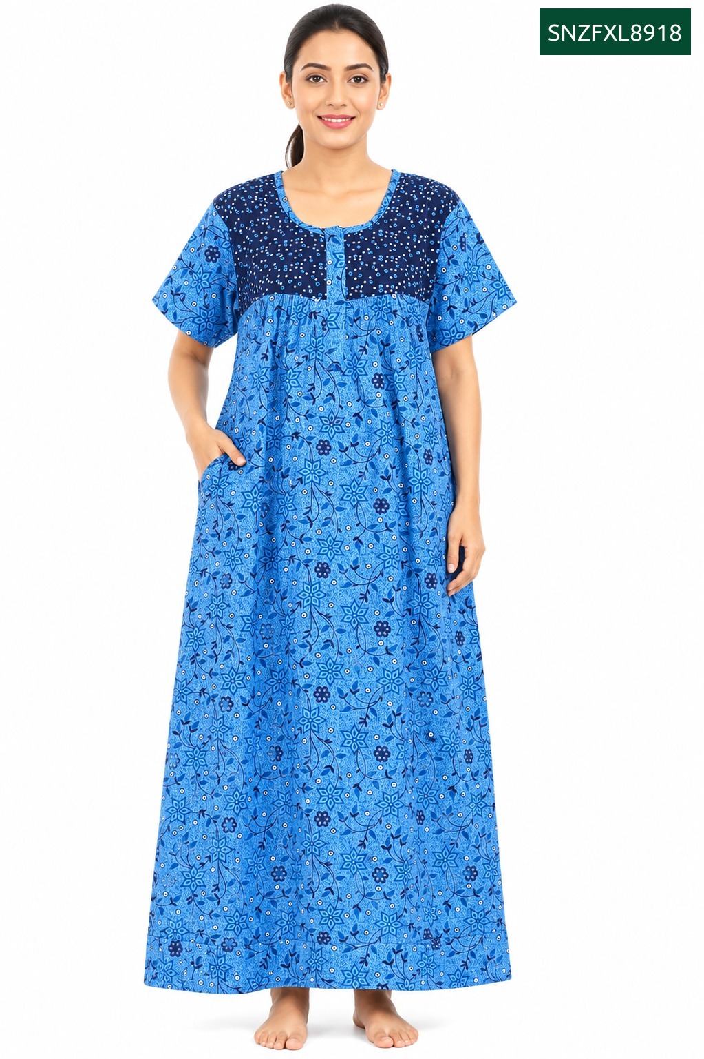 Sivam Nighty Cotton Zip Frock Model XL- SNZFXL8918