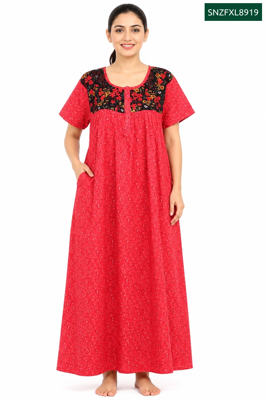 Sivam Nighty Cotton Zip Frock Model XL- SNZFXL8919