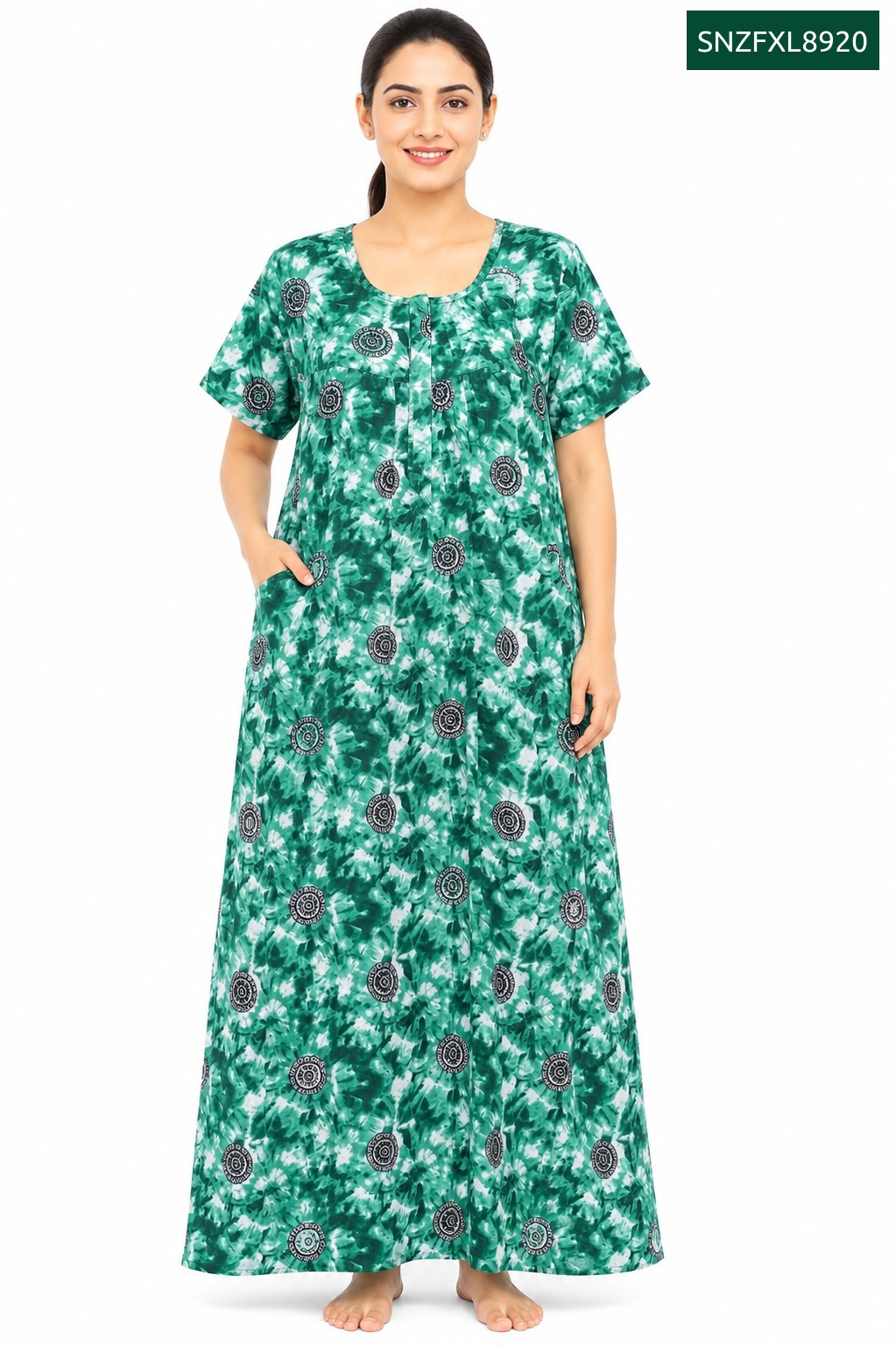 Sivam Nighty Cotton Zip Frock Model XL- SNZFXL8920
