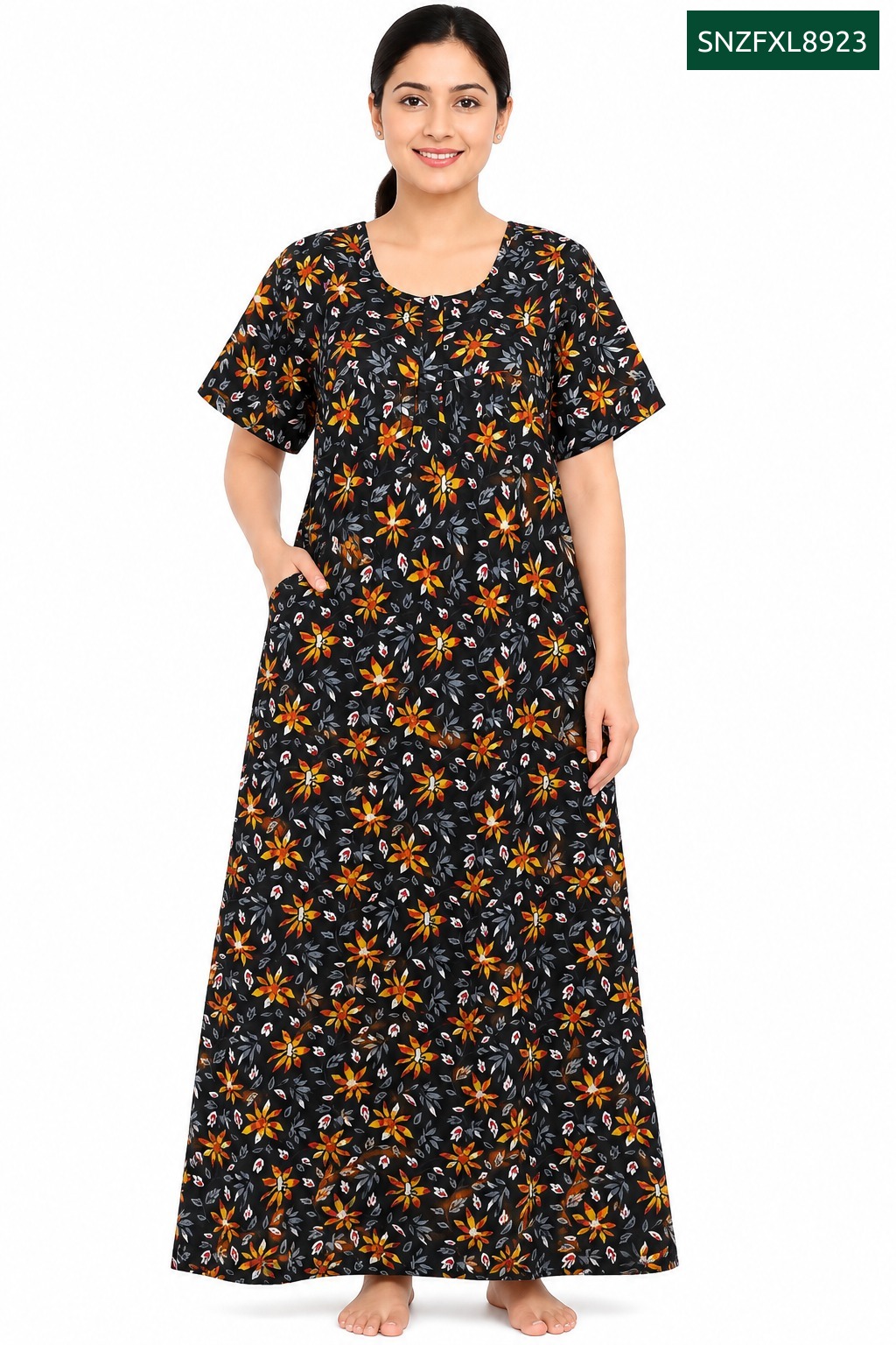Sivam Nighty Cotton Zip Frock Model XL- SNZFXL8923