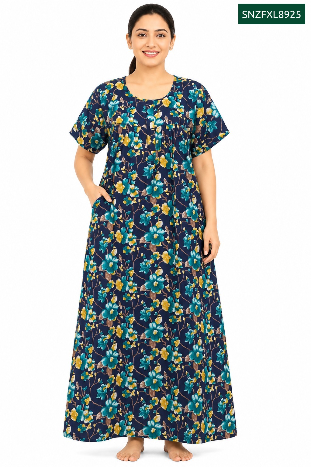 Sivam Nighty Cotton Zip Frock Model XL- SNZFXL8925