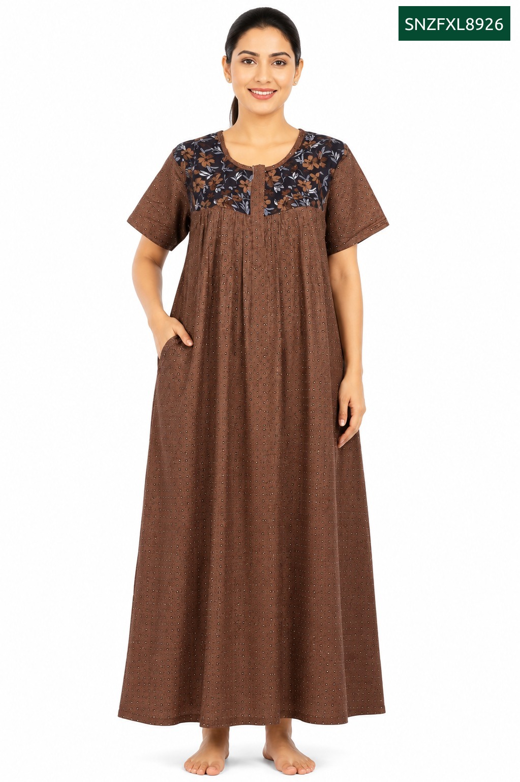 Sivam Nighty Cotton Zip Frock Model XL- SNZFXL8926