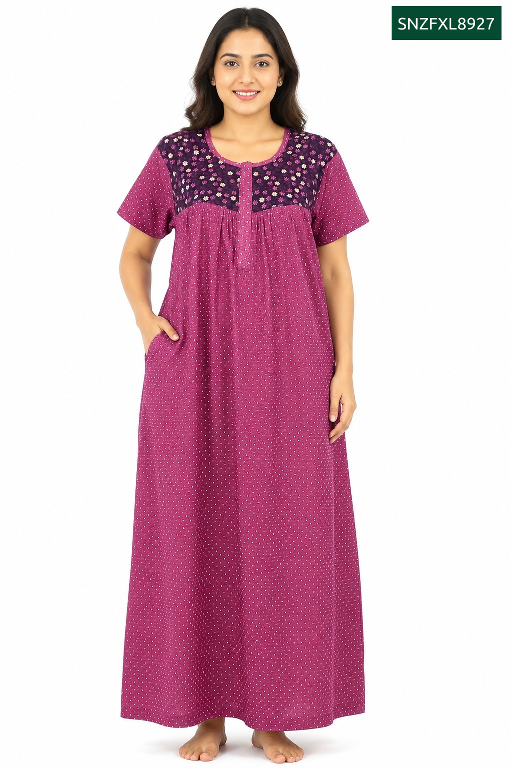 Sivam Nighty Cotton Zip Frock Model XL- SNZFXL8927