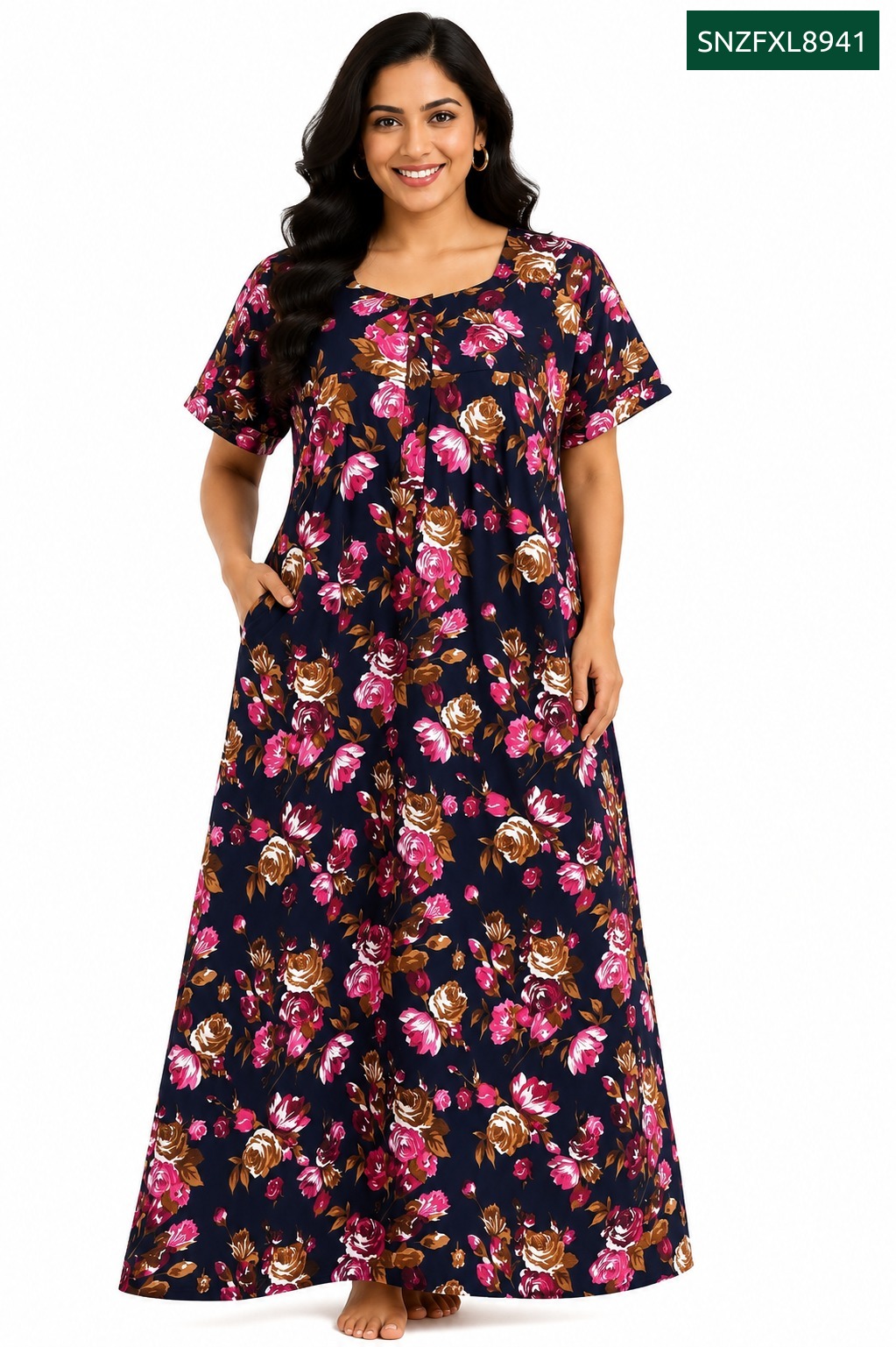 Sivam Nighty Cotton Zip Frock Model XL- SNZFXL8941
