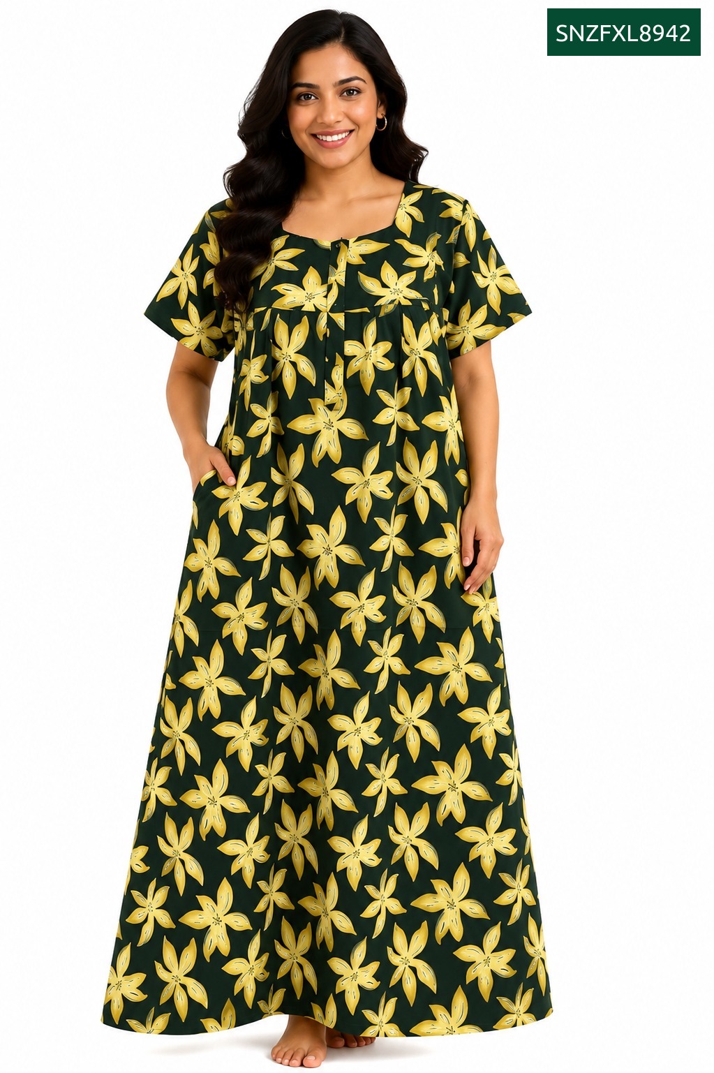 Sivam Nighty Cotton Zip Frock Model XL- SNZFXL8942